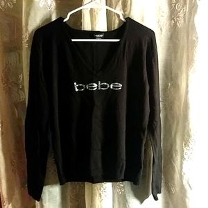 Black crystal studded v-neck shirt